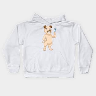 Dog with Toothbrush Kids Hoodie